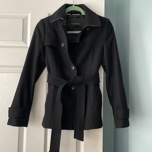 Banana Republic Melton Wool Black Pea Coat 0